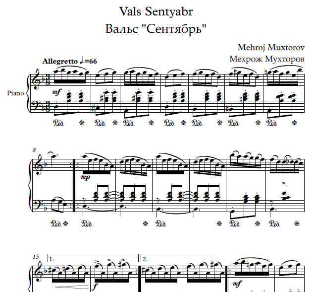 Vals "Sentyabr" (Fortepiano uchun)