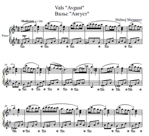 Vals "Avgust" (fortepiano uchun)