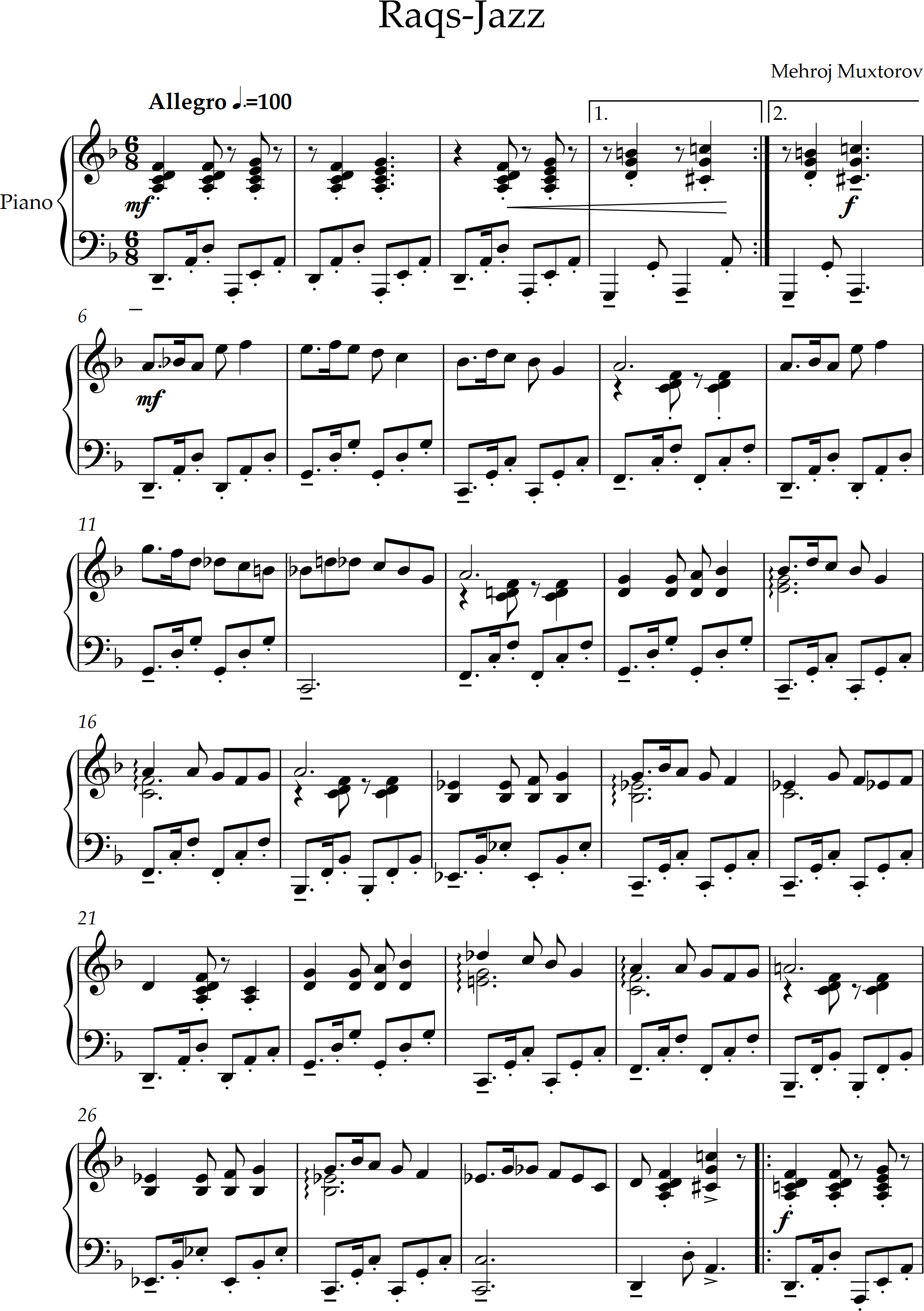 Raqs-Jazz  Танец-Джазз (Fortepiano uchun)