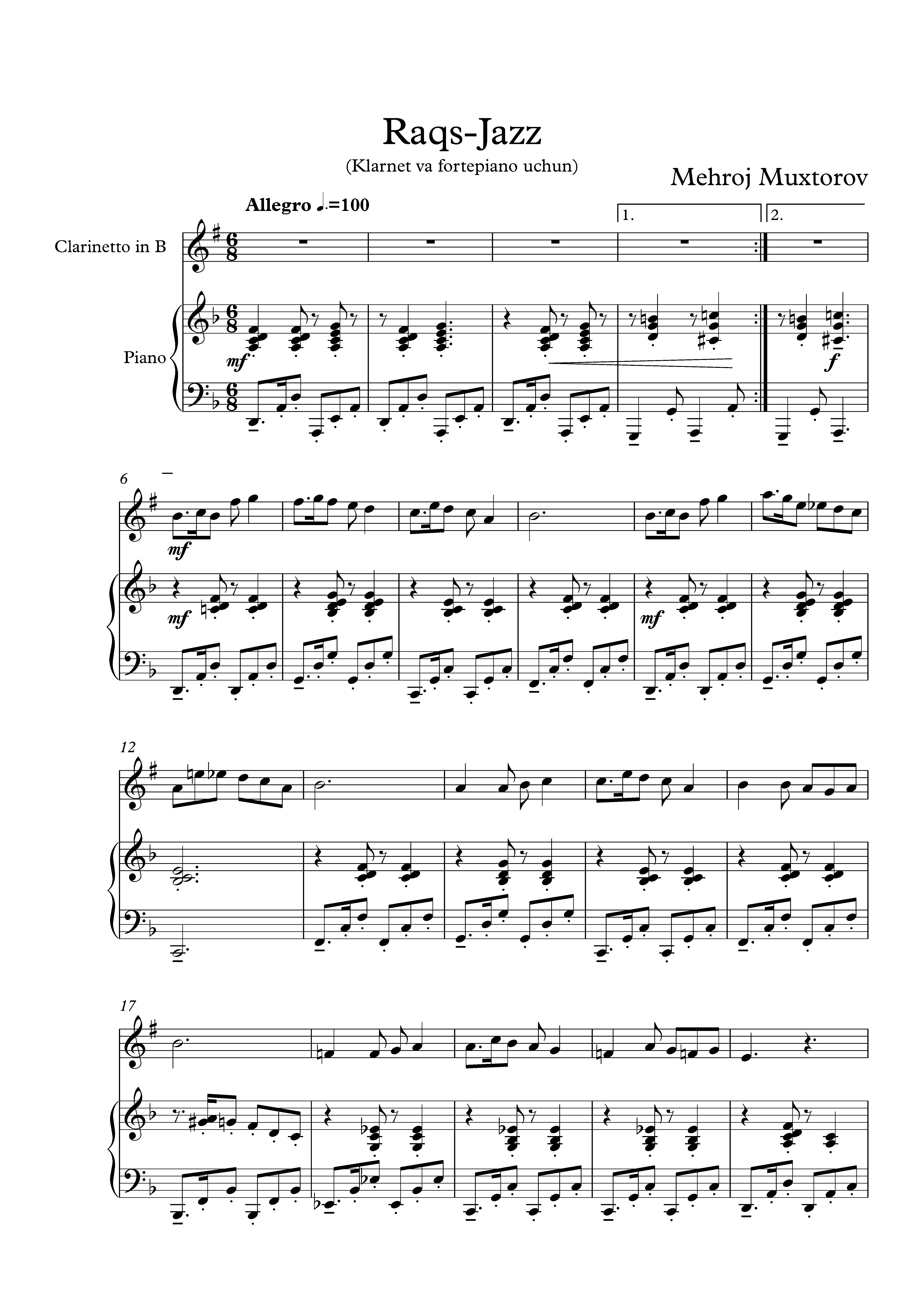 Jazz-Raqs (Klarnet va fortepiano uchun) - Mehroj Muxtorov