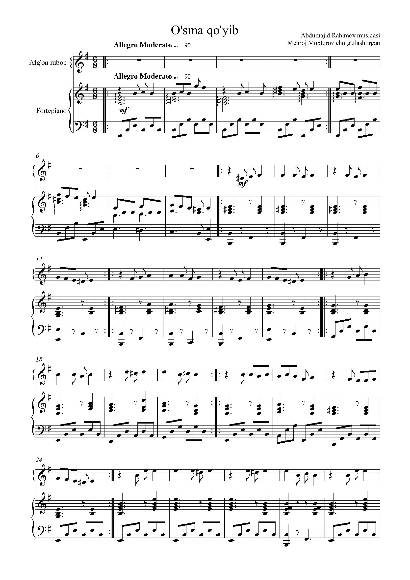 O'sma qo'yib (Afg'on rubobi va fortepiano uchun) - A.Rahimov musiqasi, M.Muxtorov garmoniyalashtirgan