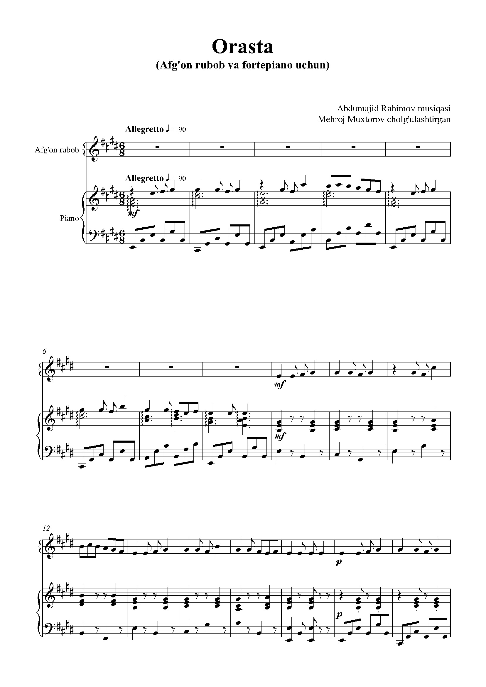 Orasta (Afg'on rubobi va fortepiano uchun) - A.Rahimov musiqasi, M.Muxtorov garmoniyalashtirgan