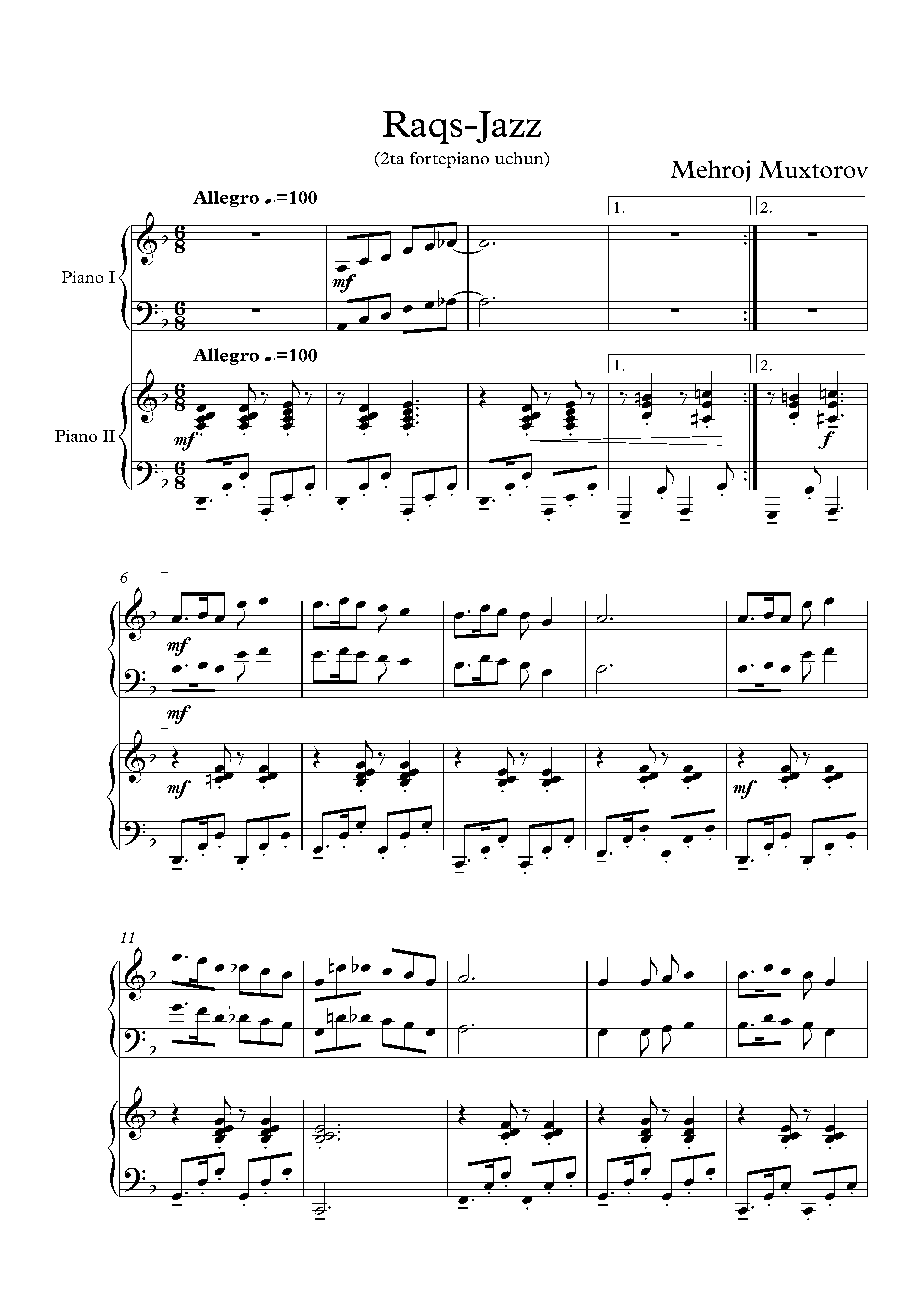 Raqs - Jazz (2ta fortepiano uchun), Джазовый танец (для двух фортепиано)