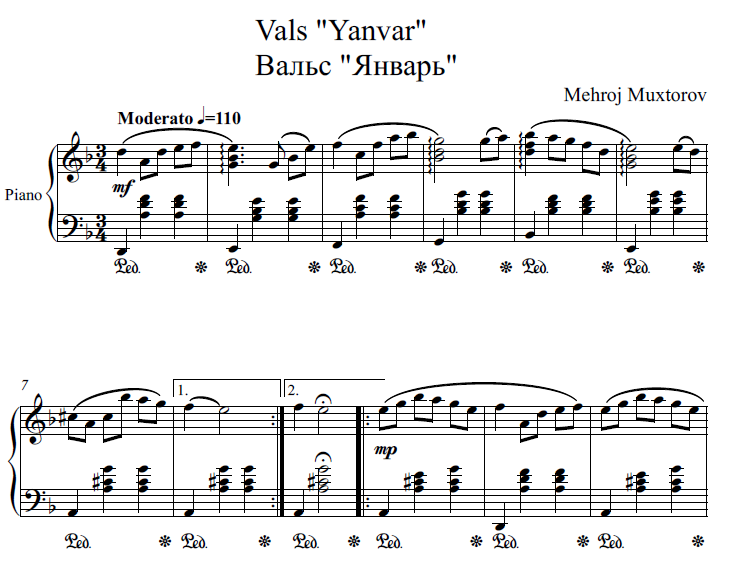 Vals "Yanvar" (fortepiano uchun)