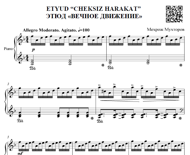 Etyud "Cheksiz harakat" (Fortepiano uchun)