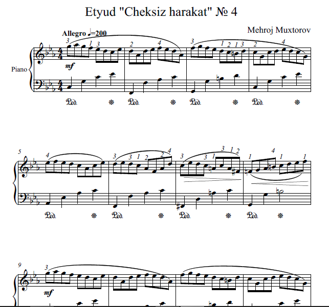 Etyud "Cheksiz harakat" №4 -(fortepiano uchun)