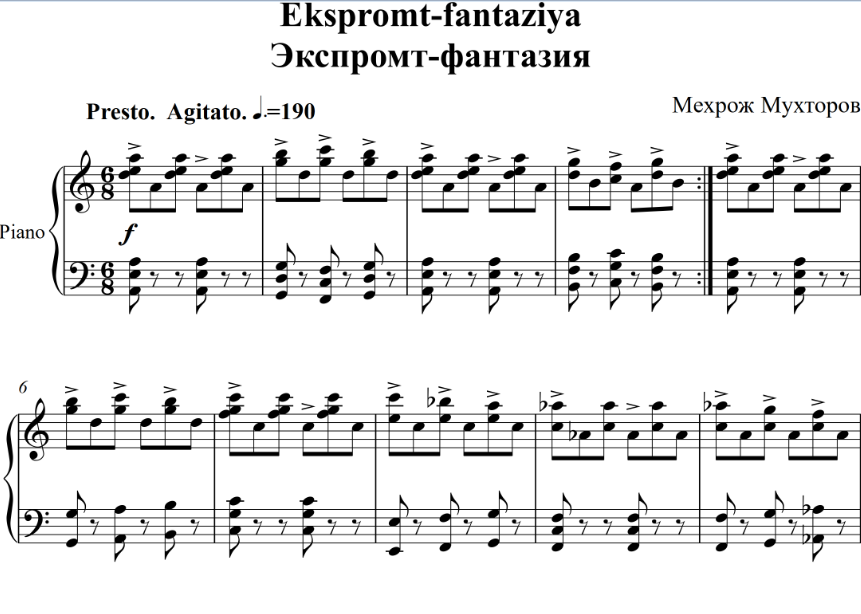 EKSPROMT-FANTAZIYA (FORTEPIANO UCHUN)