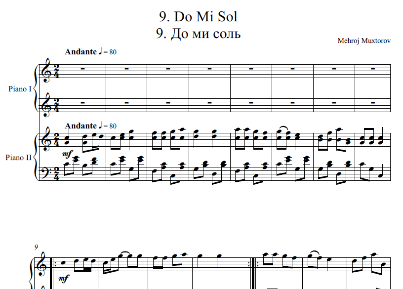 DO MI SOL (4 QO'L UCHUN), (KICHIK SINFLAR UCHUN FORTEPIANO SARI)