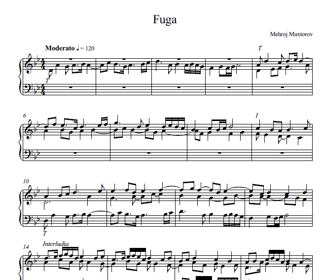 FUGA (3 MAVZULI), (FORTEPIANO UCHUN)
