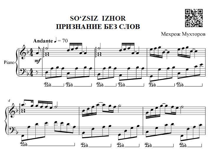SO'ZSIZ IZHOR (FORTEPIANO UCHUN)