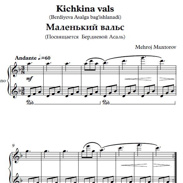KICHKINA VALS (FORTEPIANO UCHUN)